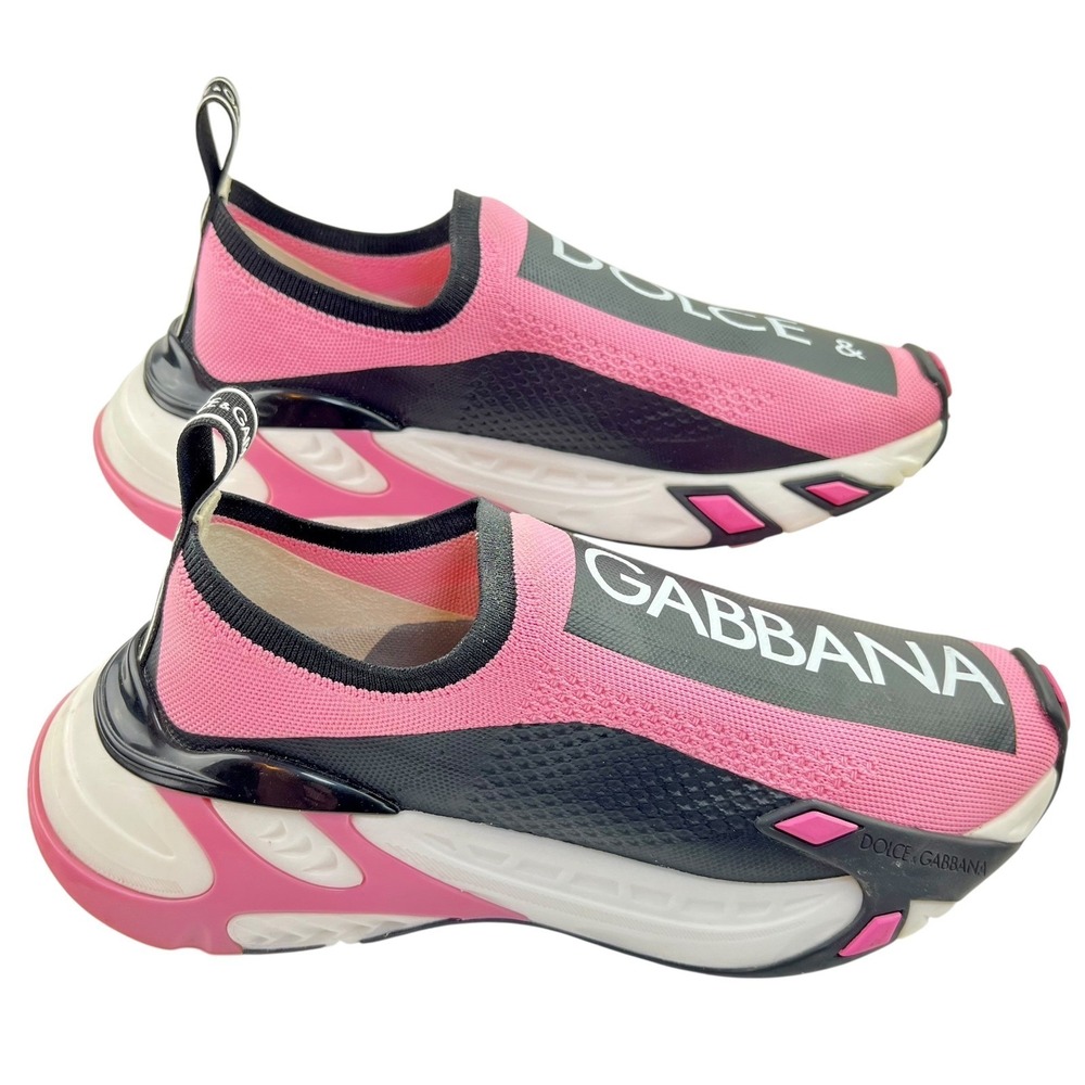 Dolce & Gabbana Sorrento Logo Sneakers Pink Slip On Womens 39.5 Authentic - Picture 3 of 12